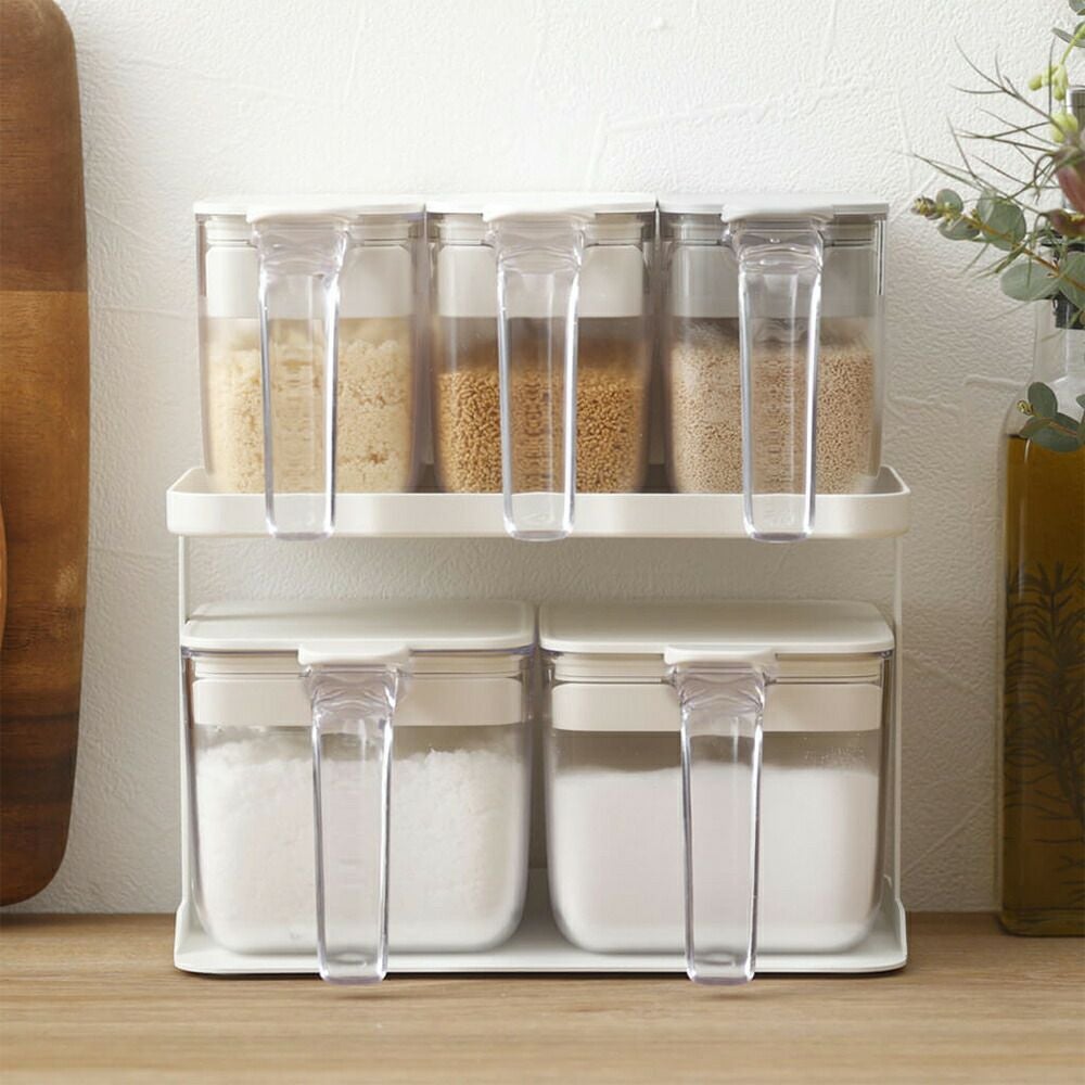 調味料ラック ワイド＋調味料ポット370ml(3個) 4点セット マーナ(marna