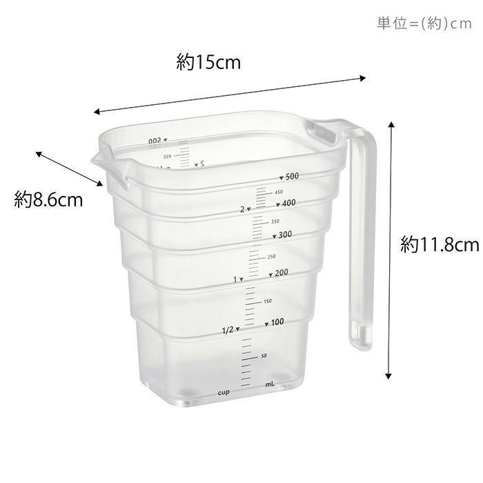 山崎実業 公式 マグネット段々計量カップ タワー 200ml 500ml 50ml