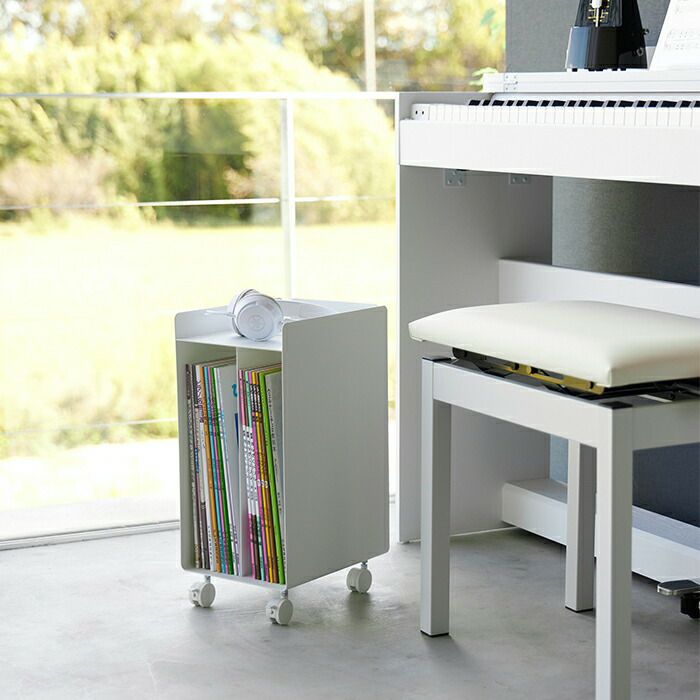 ピアノ（定価１２万円、きれい）　横130cm×奥行45cm×高さ90cm 山崎実業 公式 ピアノ下楽譜収納ワゴン タワー | ヤマソロ公式