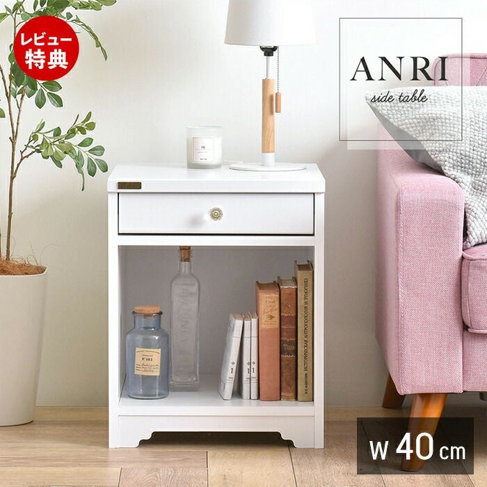 定価約50万円　ナイトテーブル　特注　ホワイト鏡面 サイドテーブル 40cm幅 ANRI アンリ | ヤマソロ公式