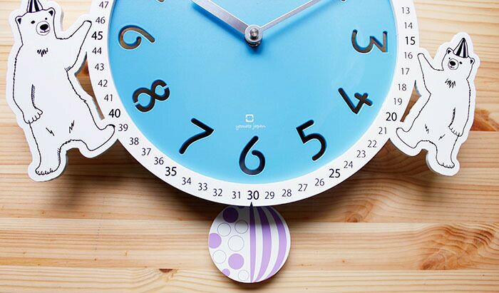 ヤマト工芸 時計 壁掛け振り子 circus clock しろくま YK17-105