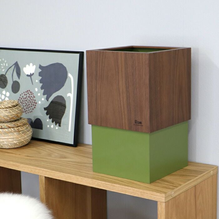 ヤマト工芸 ダストボックス W CUBE 10L ウォールナット YK06-012