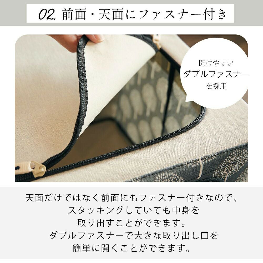 北欧調柄たためるスタッキング窓付き収納ボックス アンファンス EF