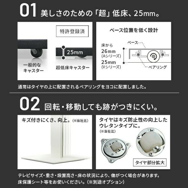 WALLインテリアテレビスタンド V5 ハイタイプ＋棚板ラージサイズセット