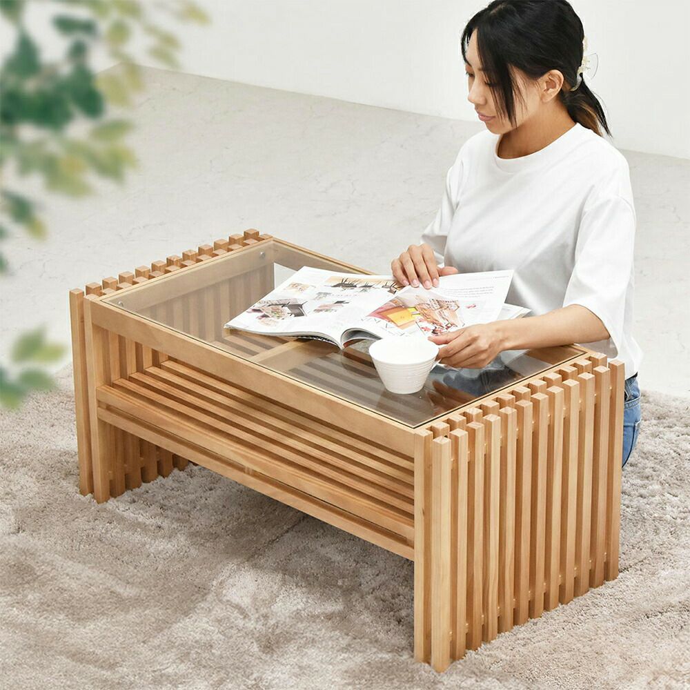 【急募】ウッドテーブル(センターテーブル) スイングテーブル センターテーブル ローテーブル 幅80cm 最大幅114cm