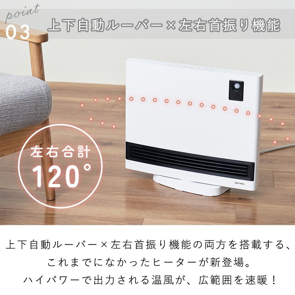 未使用未開封：上下自動ルーバー付人感センサーパネルヒーター　ホワイト 上下自動ルーバー付 人感センサーパネルヒーター 1200Wのハイパワー