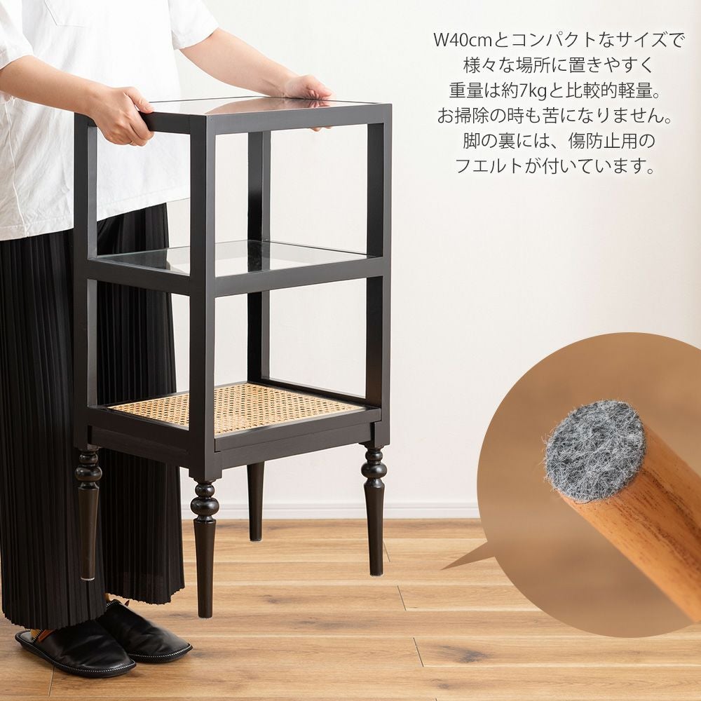 オープンシェルフ 3段 木製 ラタン W40 H75cm PM-512 | ヤマソロ公式