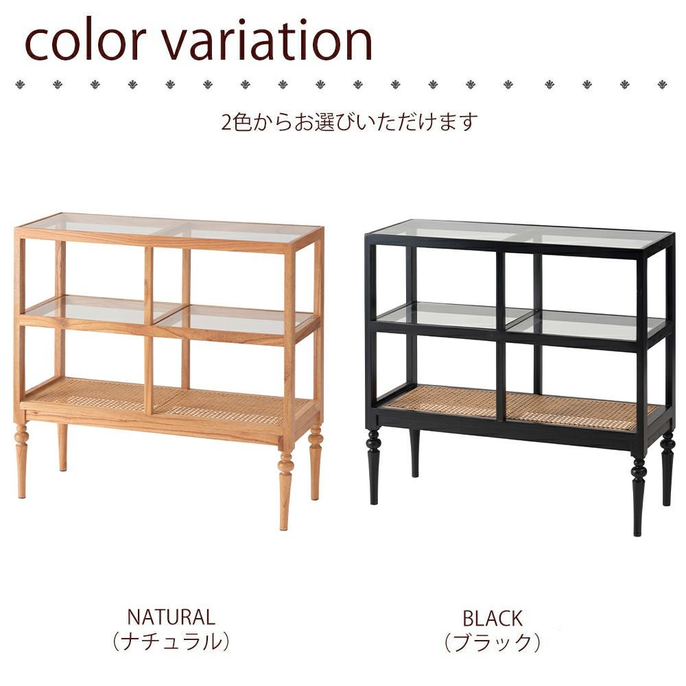 ラタン製オープンシェルフ 引き出し付き シェルフ 3段 オープン ラック 収納 棚 ラタン 籐 ウッド 木 60cm幅