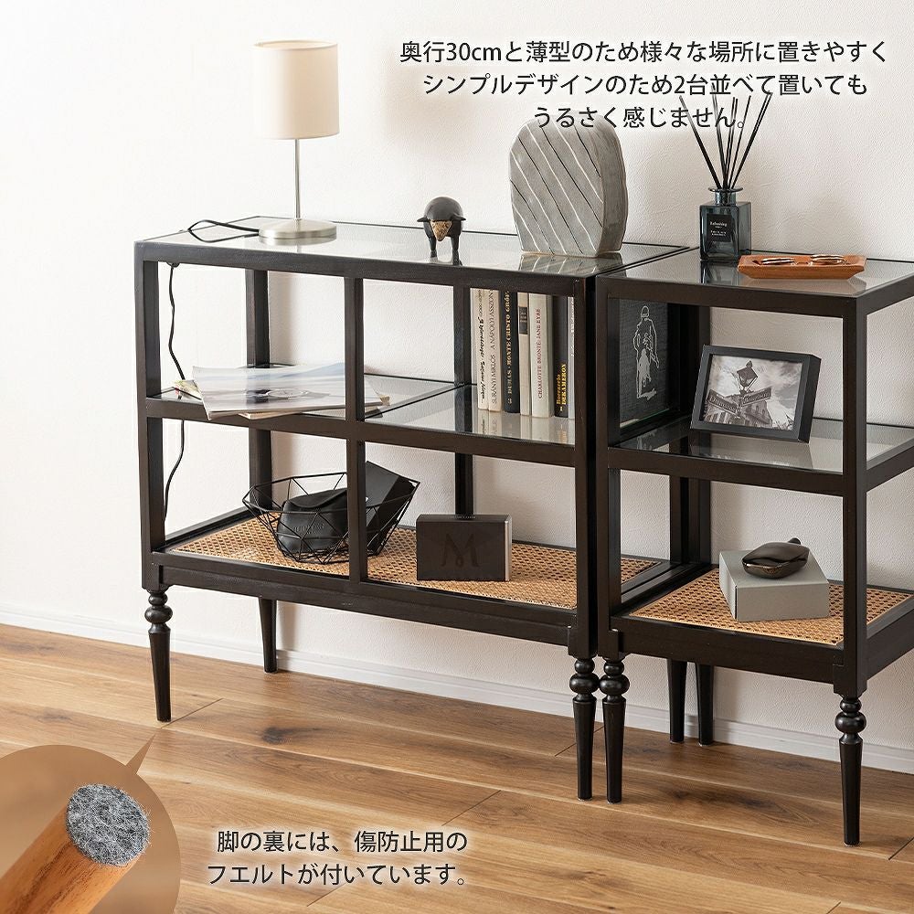 オープンシェルフ 3段 木製 ラタン W80 H75cm PM-513 | ヤマソロ公式