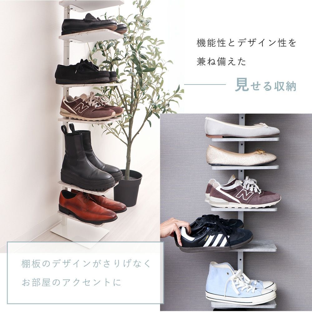 省スペース シューズラック　突っ張り式　可動棚　ヤマソロEcho 突っ張りシューズラック Echo(エコー) ヤマソロ | ヤマソロ公式