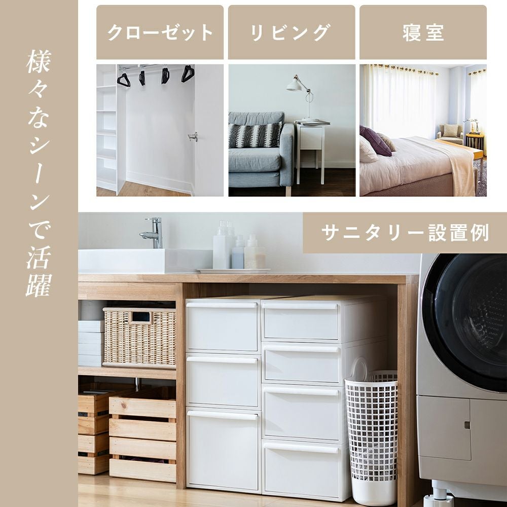 クローゼットシステム 引出し(S)4個組・(M)3個組・(L)2個組 (竹製天板
