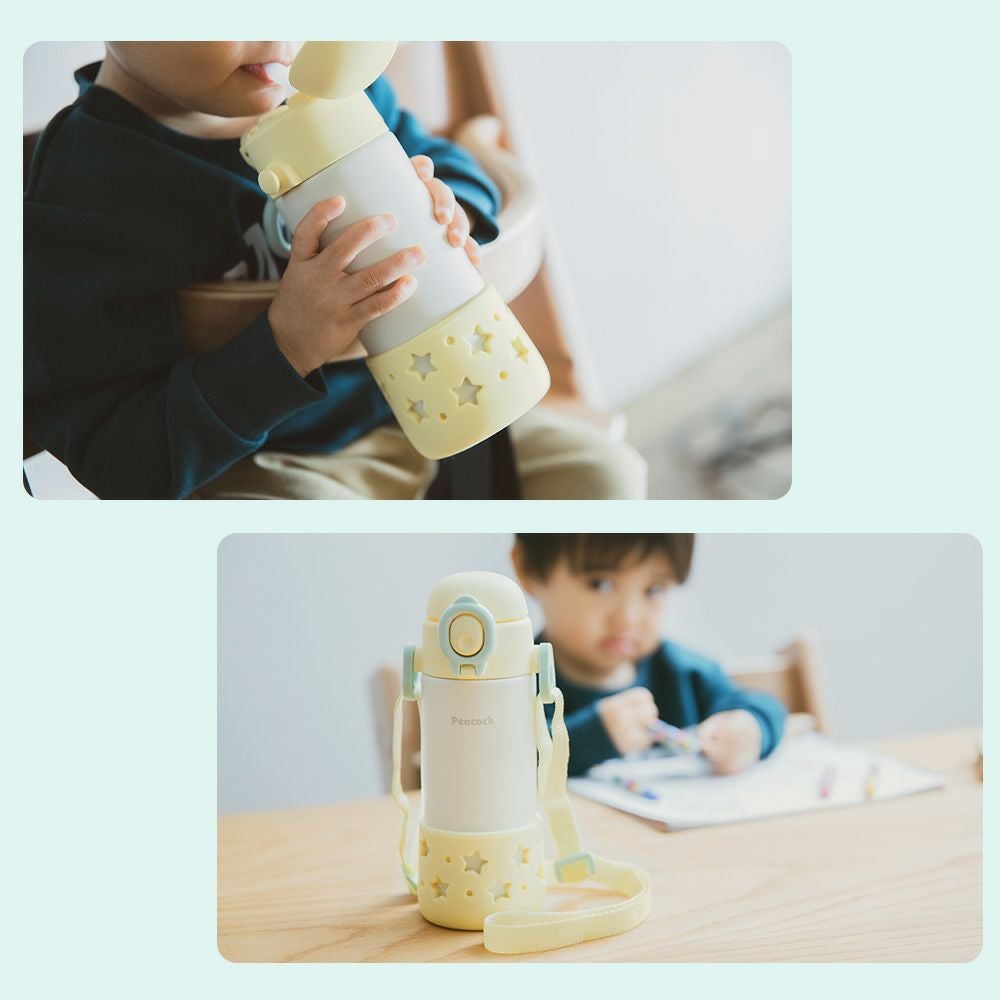 ベビーストローマグ（ベルト付き） 400ml 水筒 ピーコック | ヤマソロ公式