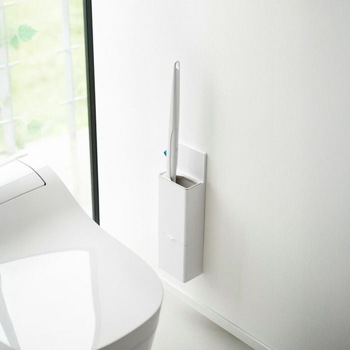山崎実業 公式 ウォール替えブラシ収納付き流せるトイレブラシホルダー