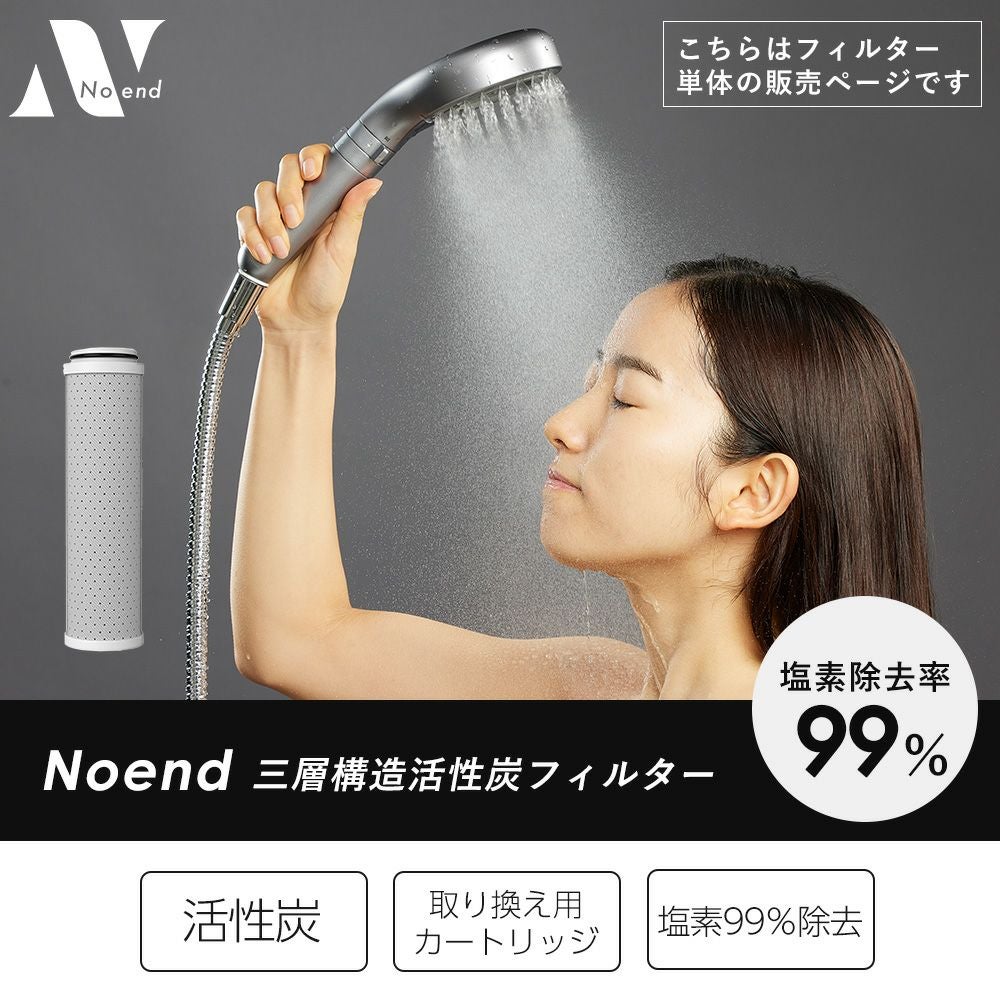 Noend オーガニックファインバブル三層構造活性炭フィルター