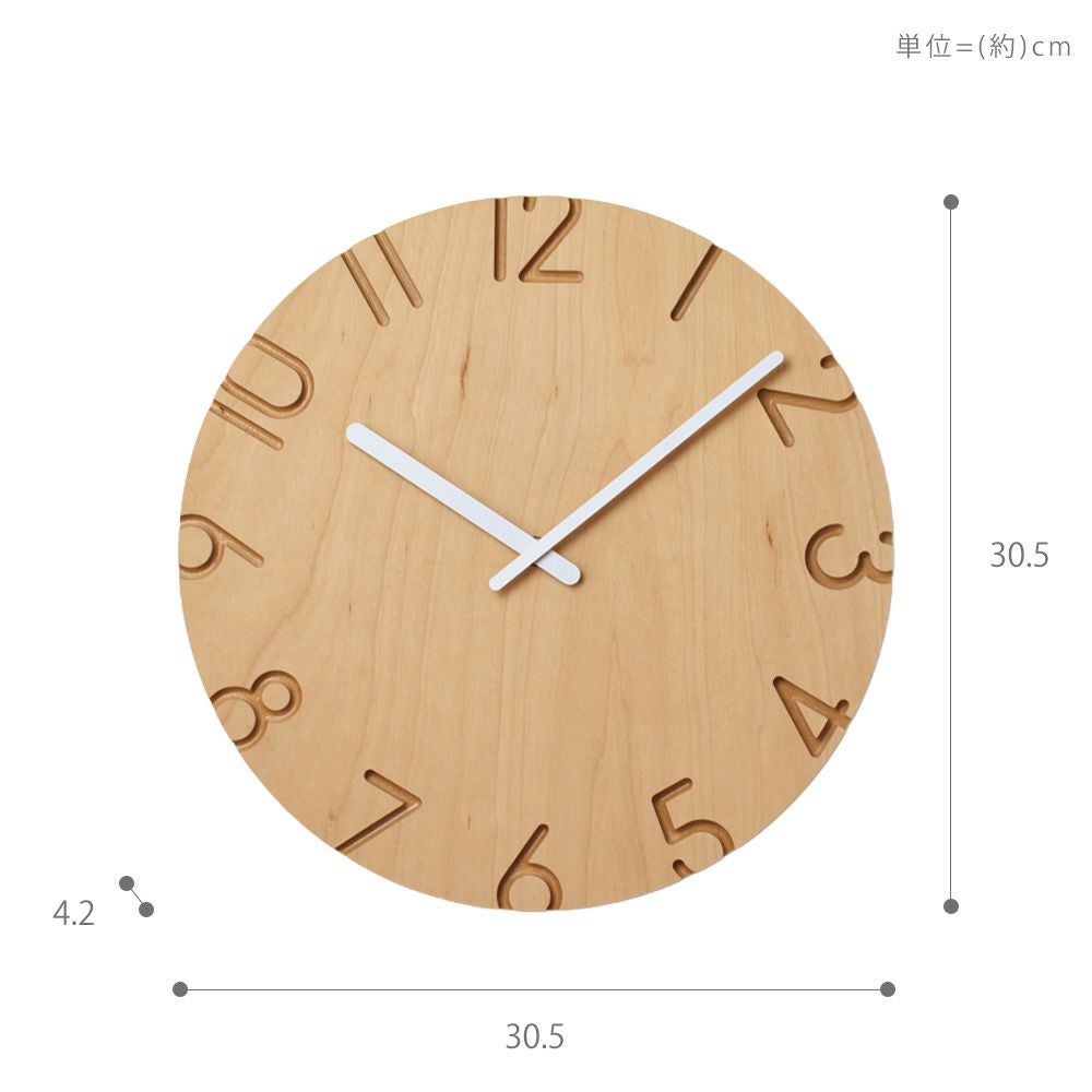 Lemnos 掛け時計 CARVED WOOD BIRCH レムノス | ヤマソロ公式