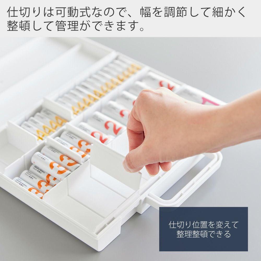 山崎実業 公式 ハンドル付きスリム分別電池ケース タワー 2.3L