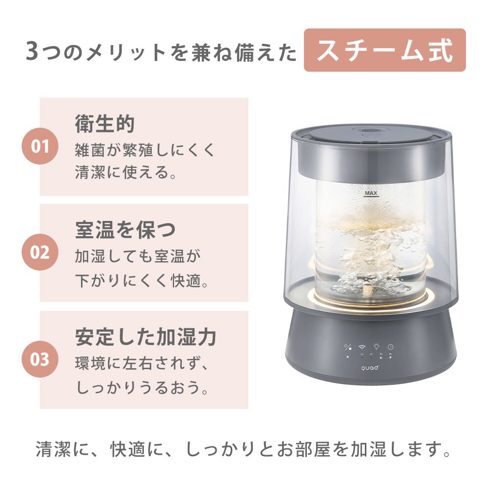 QUADS ガラススチーム加湿器 GLASS グラス | ヤマソロ公式