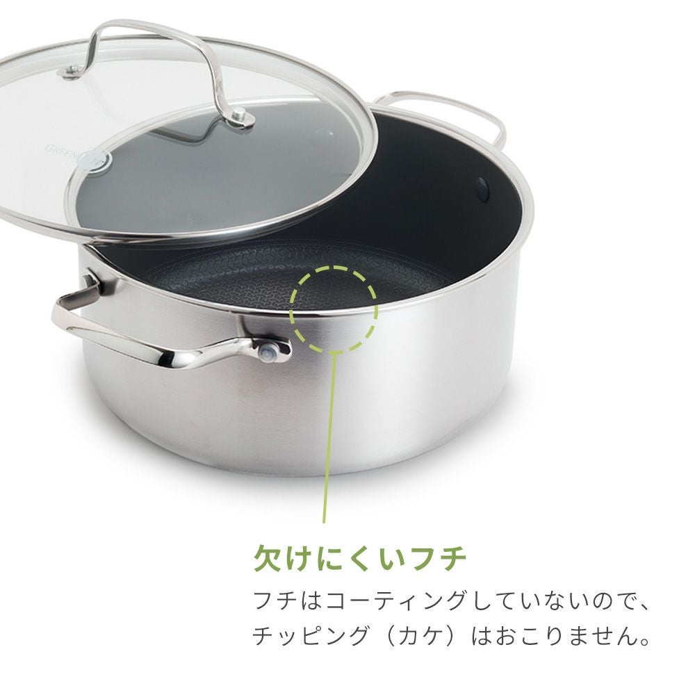 グリーンパン エーペックス キャセロール 20cm ガラス蓋付き