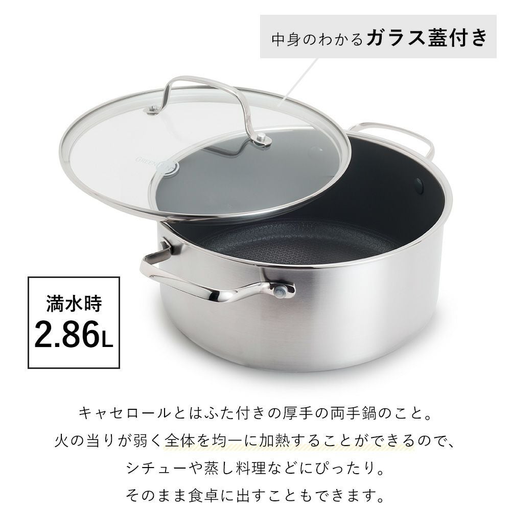 グリーンパン エーペックス キャセロール 20cm ガラス蓋付き