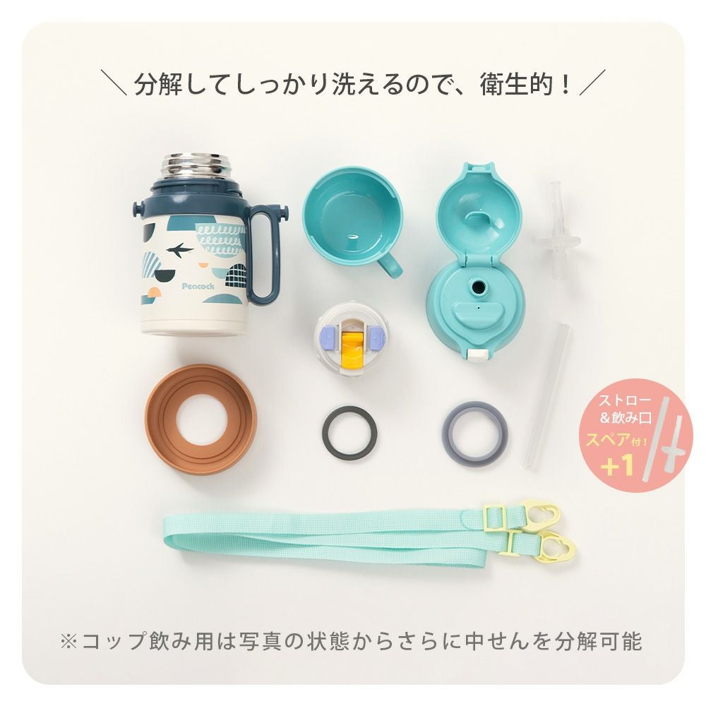 2WAYボトル （ストロー コップ） 水筒 ピーコック peacock ASK-W41
