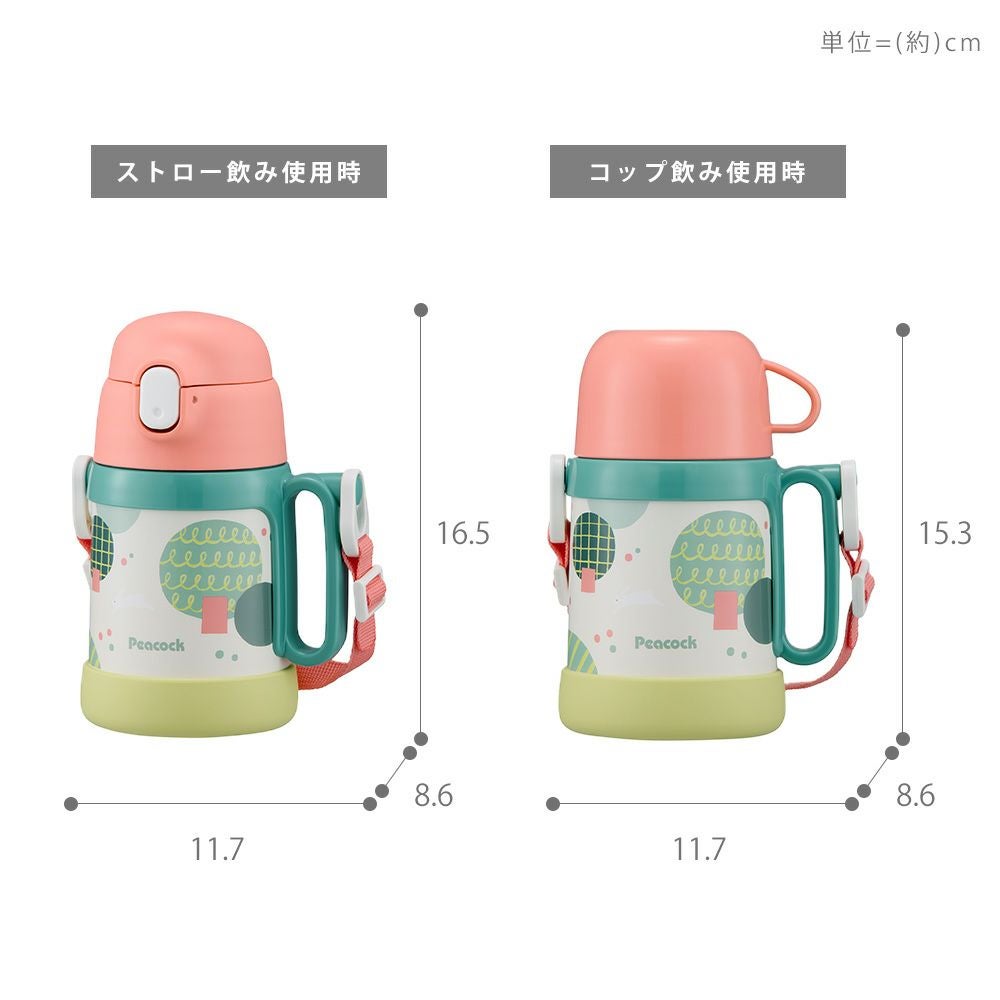 2WAYボトル （ストロー コップ） 水筒 ピーコック peacock ASK-W41