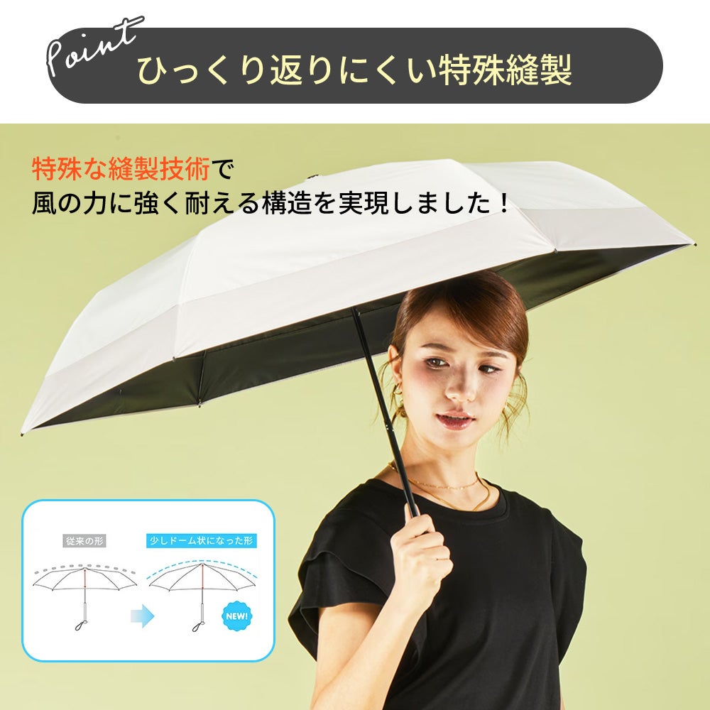 超軽量カーボン日傘 折りたたみ 晴雨兼用 6本骨 バイカラー U.Light