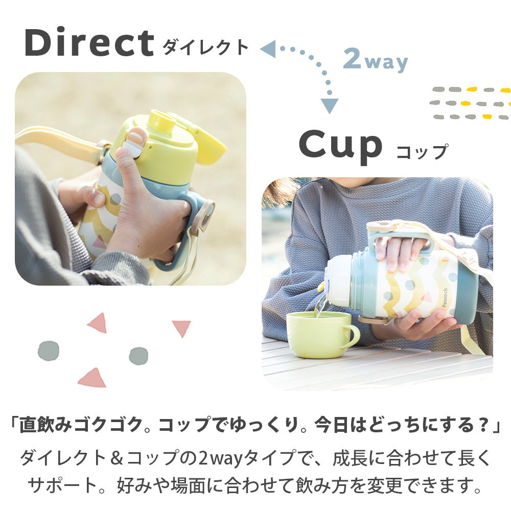 2WAYボトル （ダイレクト コップ） 水筒 ピーコック peacock ASN-W50