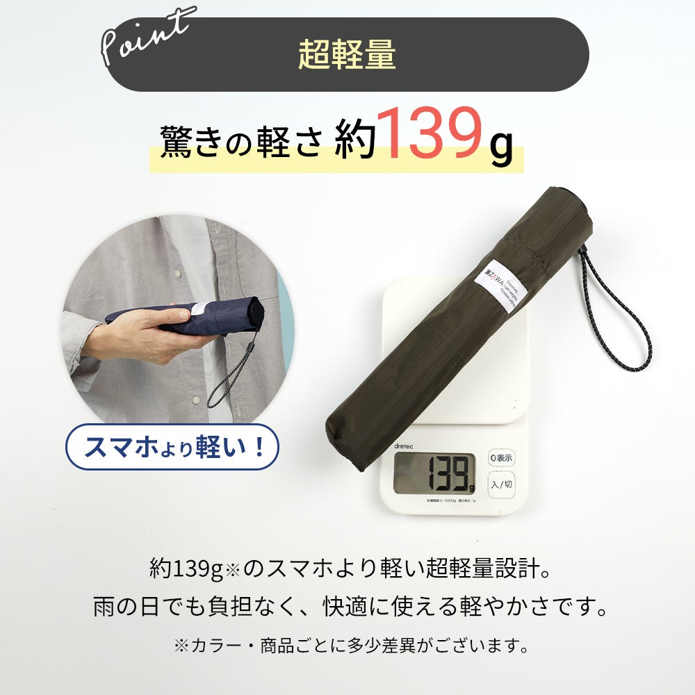 【papa様】送料ご決済用 カーボン折りたたみ雨傘 60cm 6本骨 U.Light～check pro～ KIZAWA