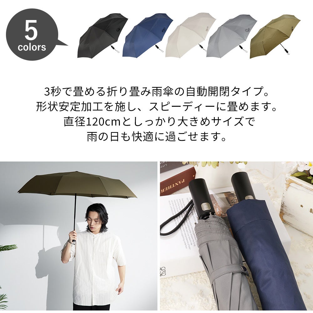 畳みやすい 自動開閉 雨傘 折りたたみ 大きい 8本骨 Selfold～lupo