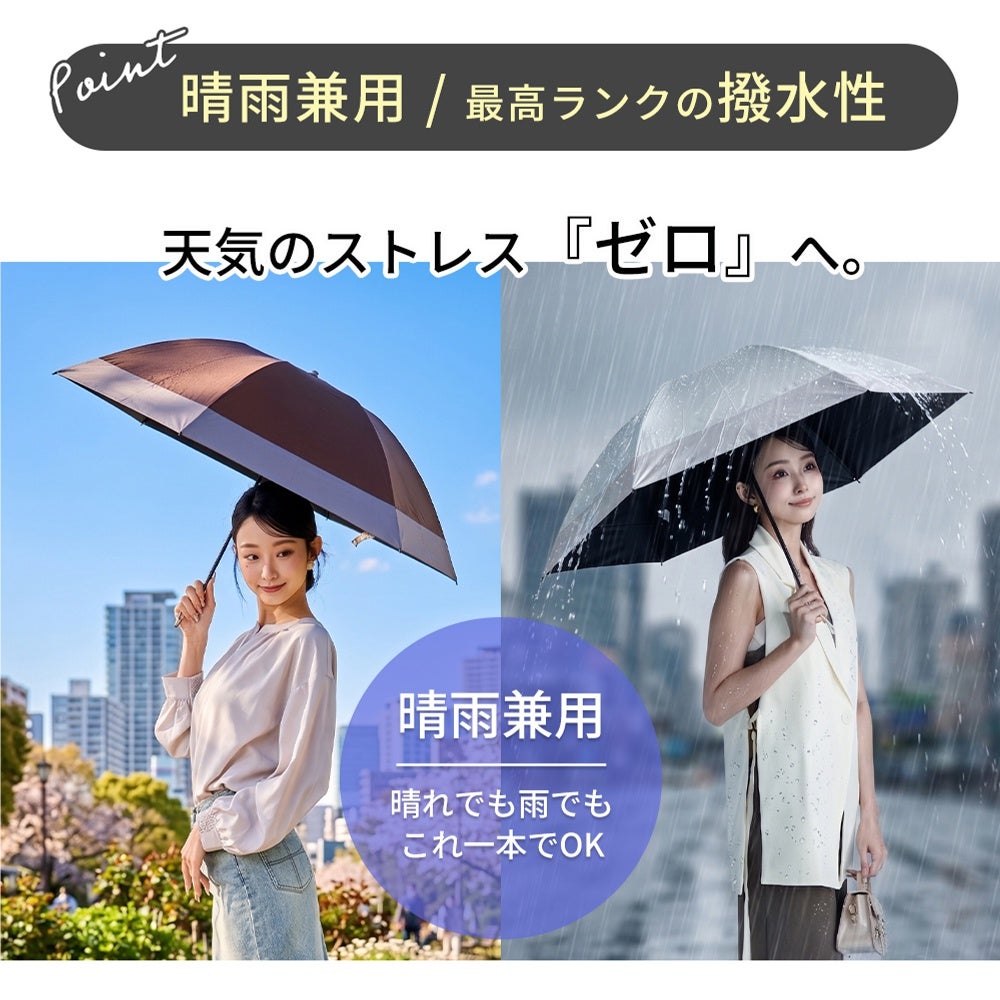 バンブー 逆さ日傘 折りたたみ 晴雨兼用～sakasa bamboo bicolor