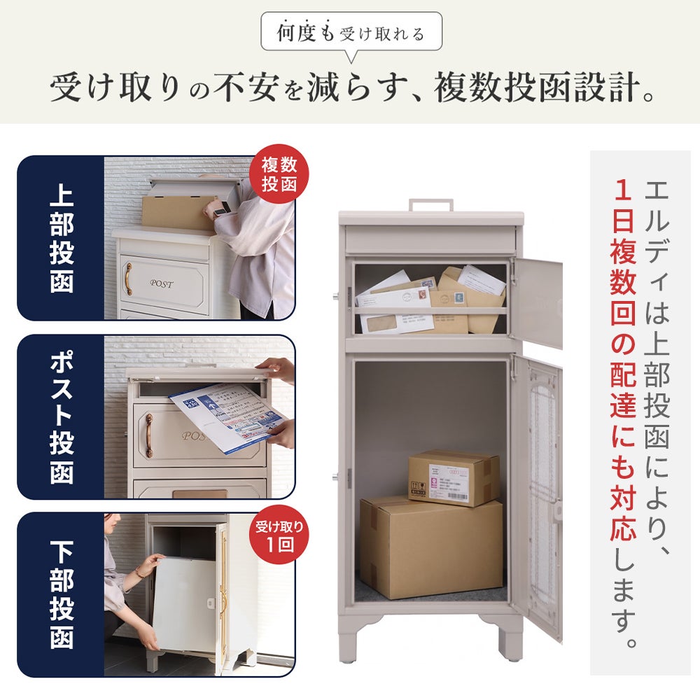 10%クーポン7/31まで]宅配ボックス付きポスト ELDY(エルディー) -複数