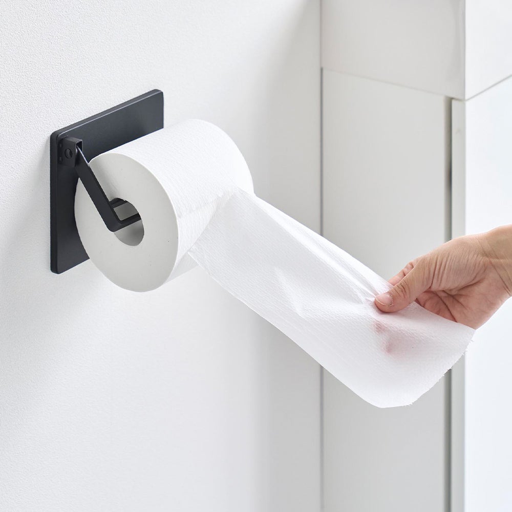 山崎実業 公式 壁付け 片手でカット トイレットペーパーホルダー
